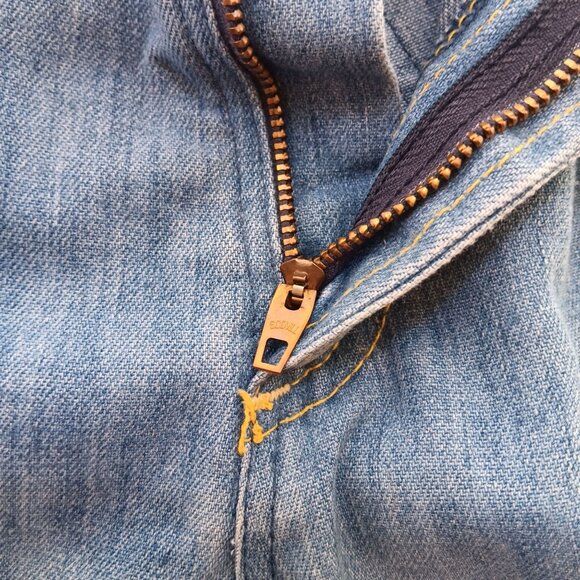 30x31 Vintage Bootcut Jeans 1970's Distress Orange Stitching Flappy Hippy usa - Picture 9 of 11